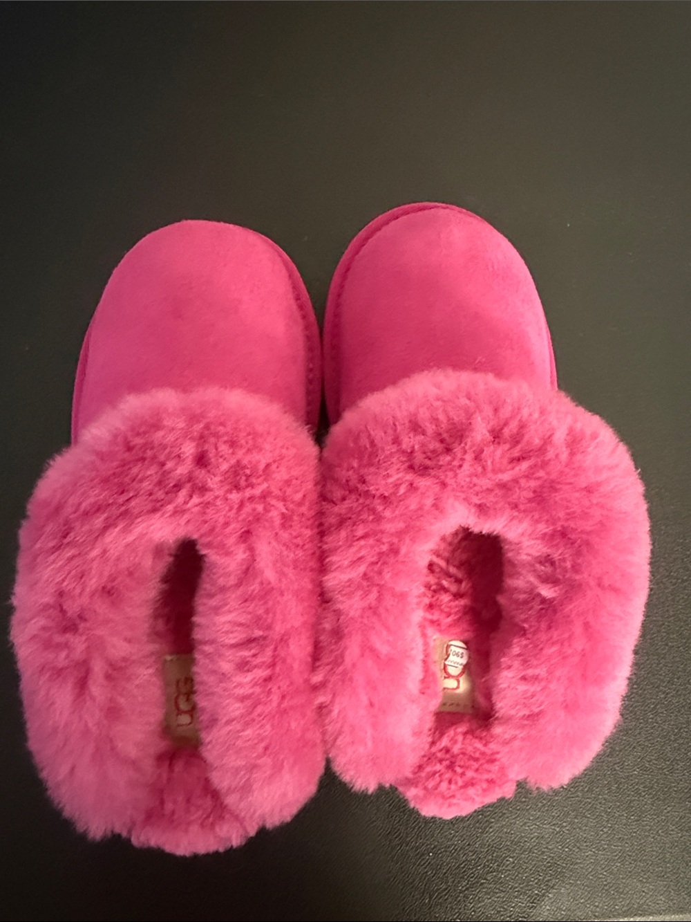 UGG Kids Hot Pink Shearling Slip-On Slippers